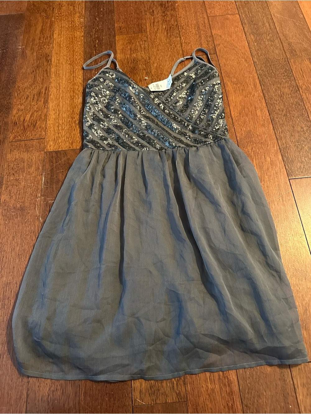 Hollister Gray Sequin Bodice Spaghetti-Strap Mini Dress